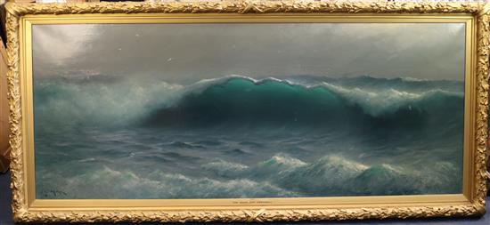 James H C Millar (exh.1884-1903) The Wave off Cornwall 27 x 66in.